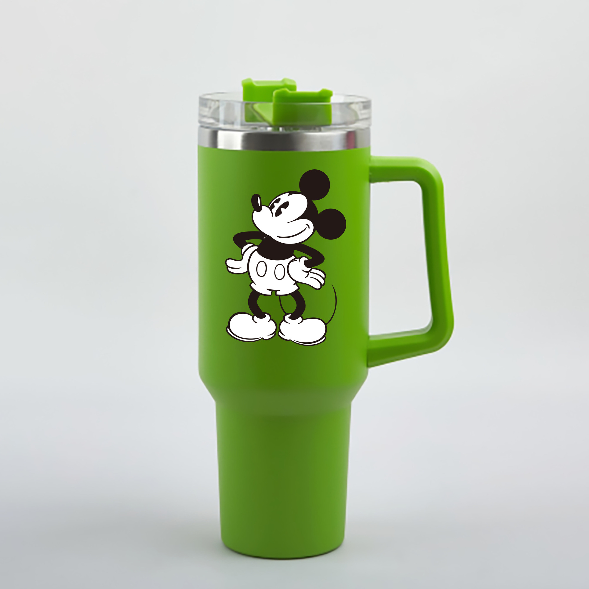 （画像用） ミッキーマウス Mickey Mouse 1200mL車用タンブラー - クリスタルステッカー（プラスチックストロー付き）